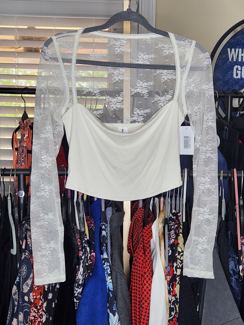 Abound Cream Lace Sheer Bolero with Ivory Crop Camisole